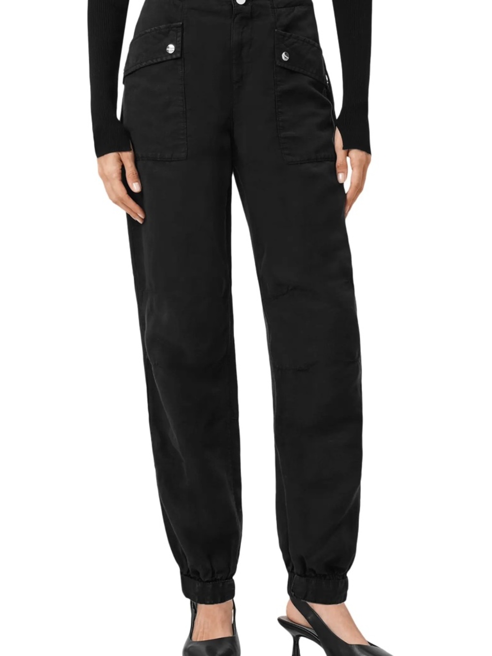 ALL SAINTS NWT Val Twill Cargo Pants Color Black Size 8 - Picture 2 of 10